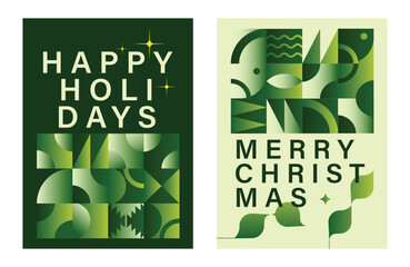 Merry Christmas And Happy New Year Vibrant Abstract Minimalist Geometric Gradient Poster Design Collection