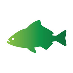 Green abstract fish silhouette design symbolizing water, nature, and ocean wildlife culture