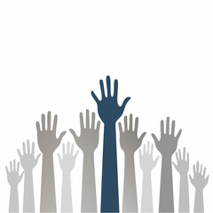 Obraz premium Diverse Hands Raised Unity, Participation, and Collective Action Illustration