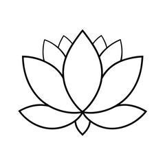 Elegant minimalist blooming lotus flower line art silhouette