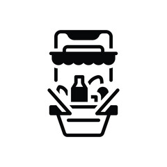 Black solid icon for grocery shopping