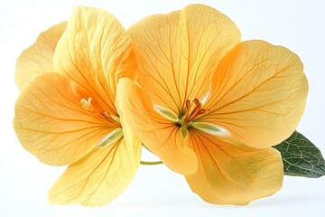 Yellow nasturtium flowers on a white background
