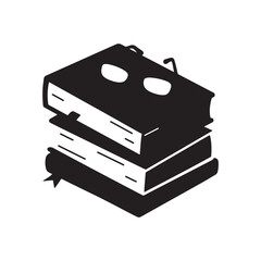 Silhouette of a classic book with a white background.