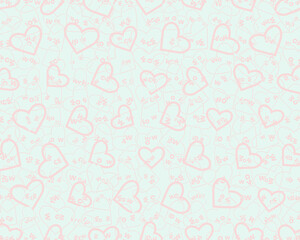 seamless pastel heart outline pattern background