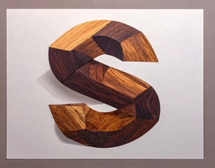 Wood letter S on white background