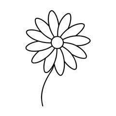 Simple daisy flower line art drawing silhouette outline illustration
