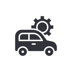 Car Repair Service Icon Featuring a Small Vehicle And a Gear Symbol Indicating Maintenance