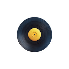 A Black Vinyl Record With A Textured Gold Center Label Against A Solid Transparent Background