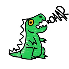 Cute Cartoon Dinosaur Roaring Illustration
