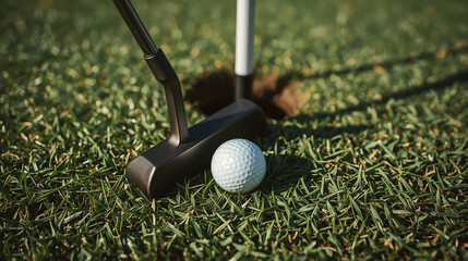 Close-up of a golf ball near the hole, ready to be putted