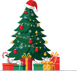 christmas tree with gifts, marry crismistmas gift box vector design
