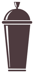 Takeaway drink cup with a domed lid, to go beverage container flat vector icon.