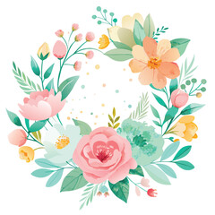 Watercolor Spring Floral Frame with "Hello Spring" Typography