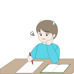 勉強で悩んでいる男の子のイラスト