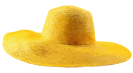 Bright yellow straw sun hat