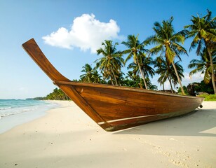 Wooden boat on tropical beach