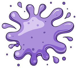 Obraz premium Cute Lilac Splatter Illustration with Drops, Cartoon Style Blob of Paint or Liquid