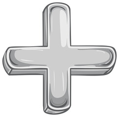 Fototapeta premium Cartoon Plus Sign Icon Gray 3D Shape Addition Symbol