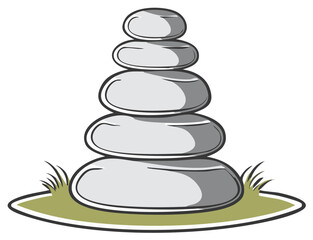 Vector Illustration of Perfectly Balanced Stacked Zen Stones Symbolizing Harmony and Tranquility