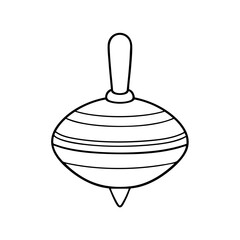 Clean outline drawing of a spinning top minimalistic design for coloring page