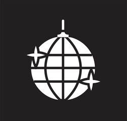 Disco ball icon symbols. Vector illustration. Disco ball icon .Vector illustration with stroke and fill on a white background. globe picto vector illustration, world globe
