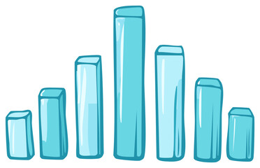 Blue bar graph with varying heights representing growth and data analysis
