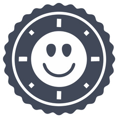 Smiley Face Icon Illustration, Happy Face Symbol, Retro Style Sticker Design