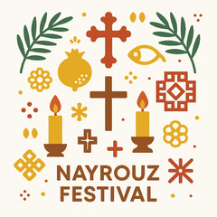 Nayrouz Egypt Flat Vector Illustration with Traditional Symbols