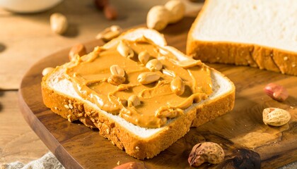 Peanut butter sandwich on white bread