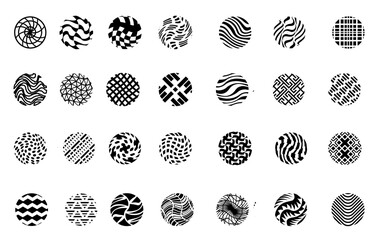  Circle patterned icons set. vector