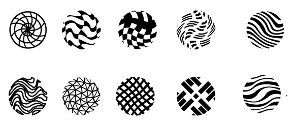 Circle patterned icons set. vector