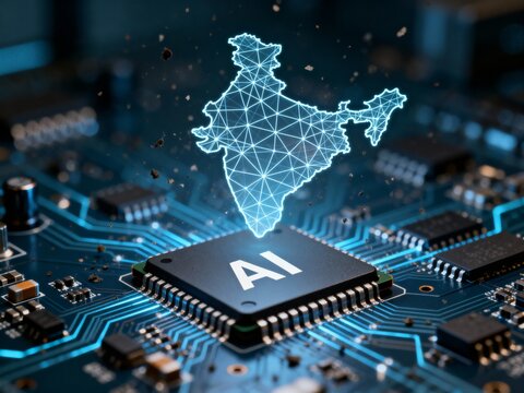Artificial intelligence chip powering India's futuristic digital network and technology growth
