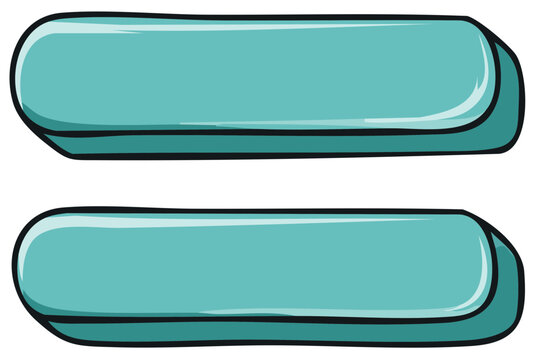 Two horizontal empty blank aqua green rounded rectangle buttons or banners in a fun cartoon style