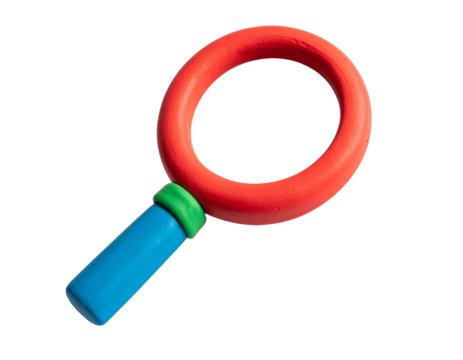 Colorful Plasticine Magnifying Glass Icon with Shadows on transparent background PNG 