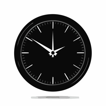 Simple black clock vector, minimal outline