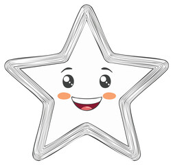 Smiling Star Cartoon Character with Cute Eyes, Cheeks, and Mouth