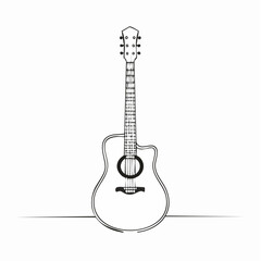 Naklejka premium Black guitar vector, minimal silhouette style