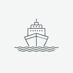 Obraz premium Black ship vector silhouette, minimal flat style