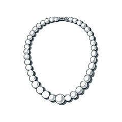 Obraz premium Pearl necklace – Black and White Icon Vector and Illustration