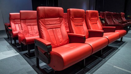 Red cinema seats in a modern auditorium