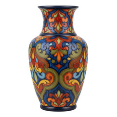 Ornate colorful hand-painted ceramic vase