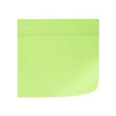 Green sticky note with a curled corner