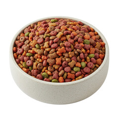 Bowl of dry kibble pet food for cats and dogs
