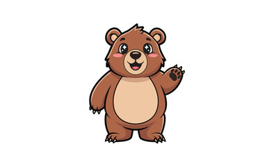 cute cartoon bear waving