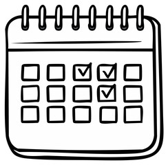 Hand drawn calendar with checkmarks indicating completed tasks or scheduled events