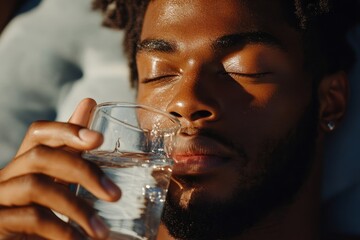 Close-up portrait of young African American woman sitting on the sofa at home, smiling at the camera while gesturing with her hands in an inviting and friendly manner, Generative AI
