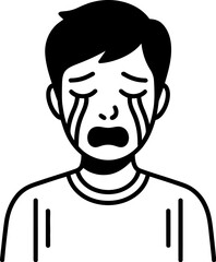 Obraz premium Distraught young man crying with tears streaming down his face, expressing deep sadness and despair.