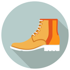 Orange and Yellow Hiking Boot Icon with Long Shadow