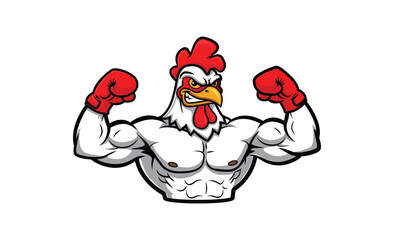 muscular cartoon chicken