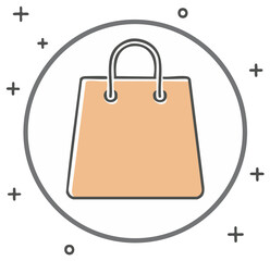 Shopping bag in trendy illustration, retail purchase in circle, flat design with modern elements and decorative sign.